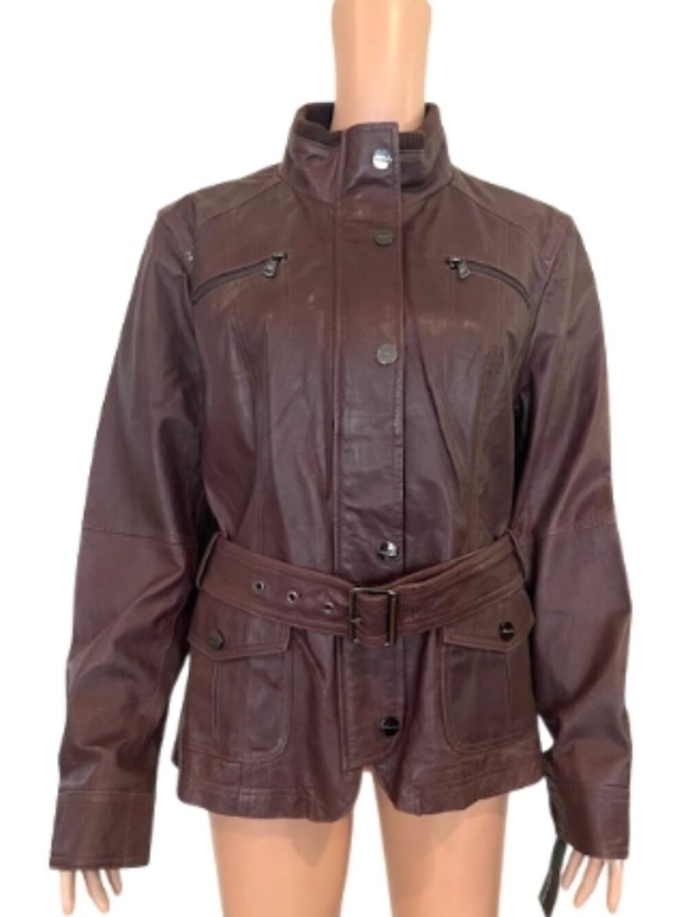 Kenneth Cole Reaction Women’s Leather Jacket XL  • Whiskey • NWT